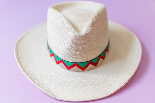 1” Red and Green Chevron Hat Band