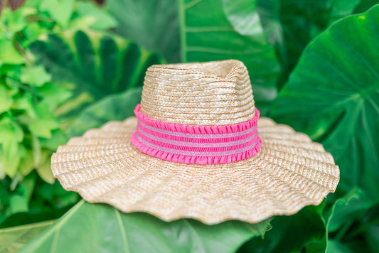 2” Hot Pink Glitter Ruffle Hat Band