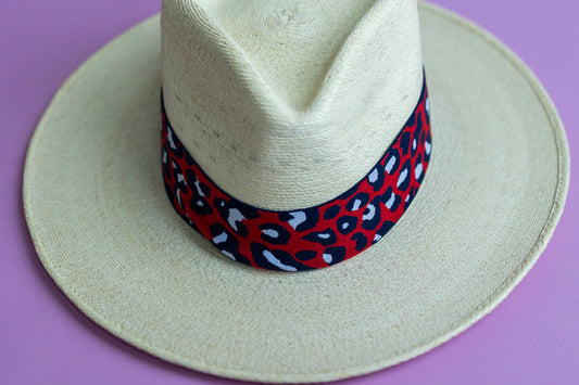 2” Red & Navy Leopard Hat Band