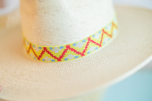 1” Yellow & Red Aztec Hat Band