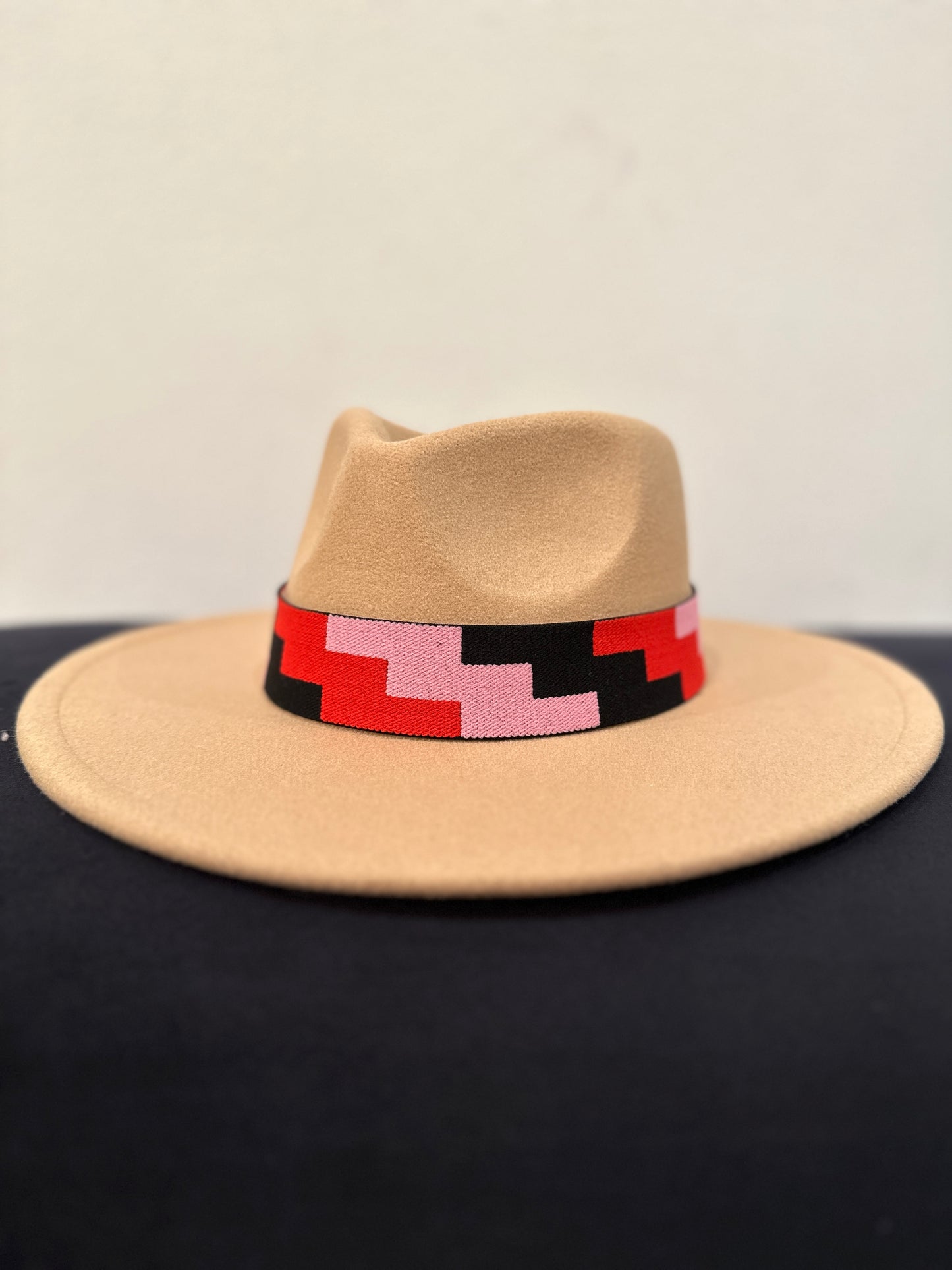 1.5” Red/Pink/Black ZigZag Hat Band