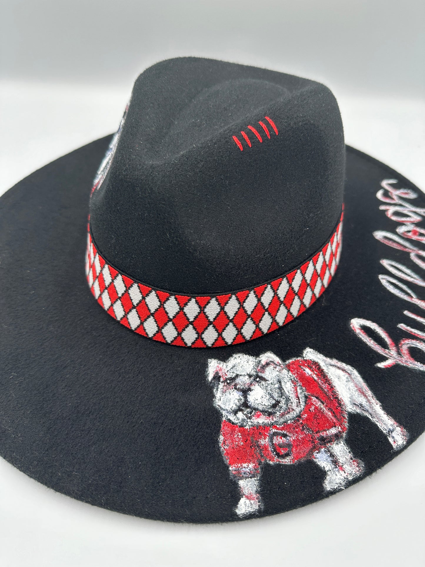 Hand painted Black GA Bulldogs Hat