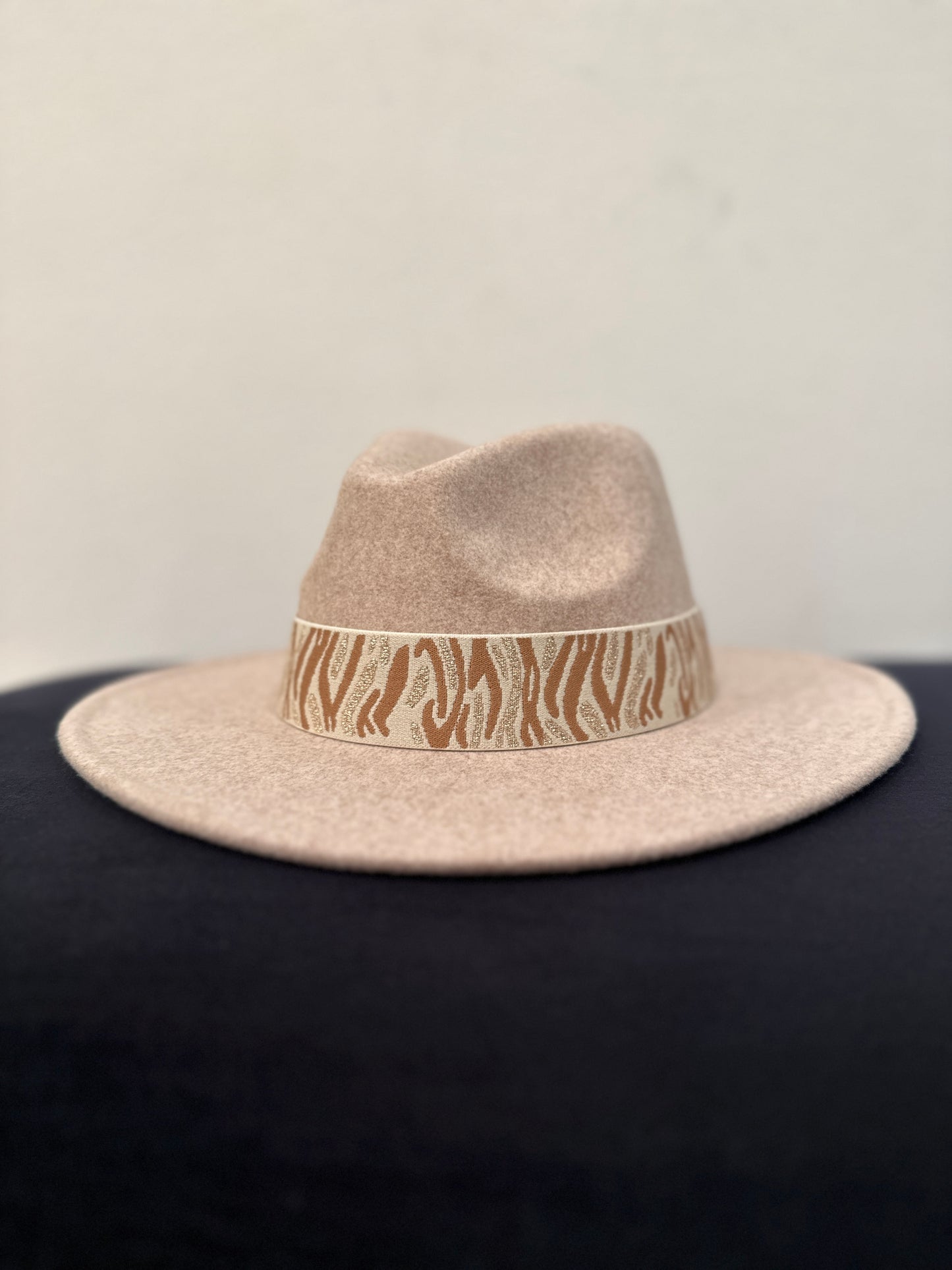 1.5” Tan Glitter Tiger Hat Band