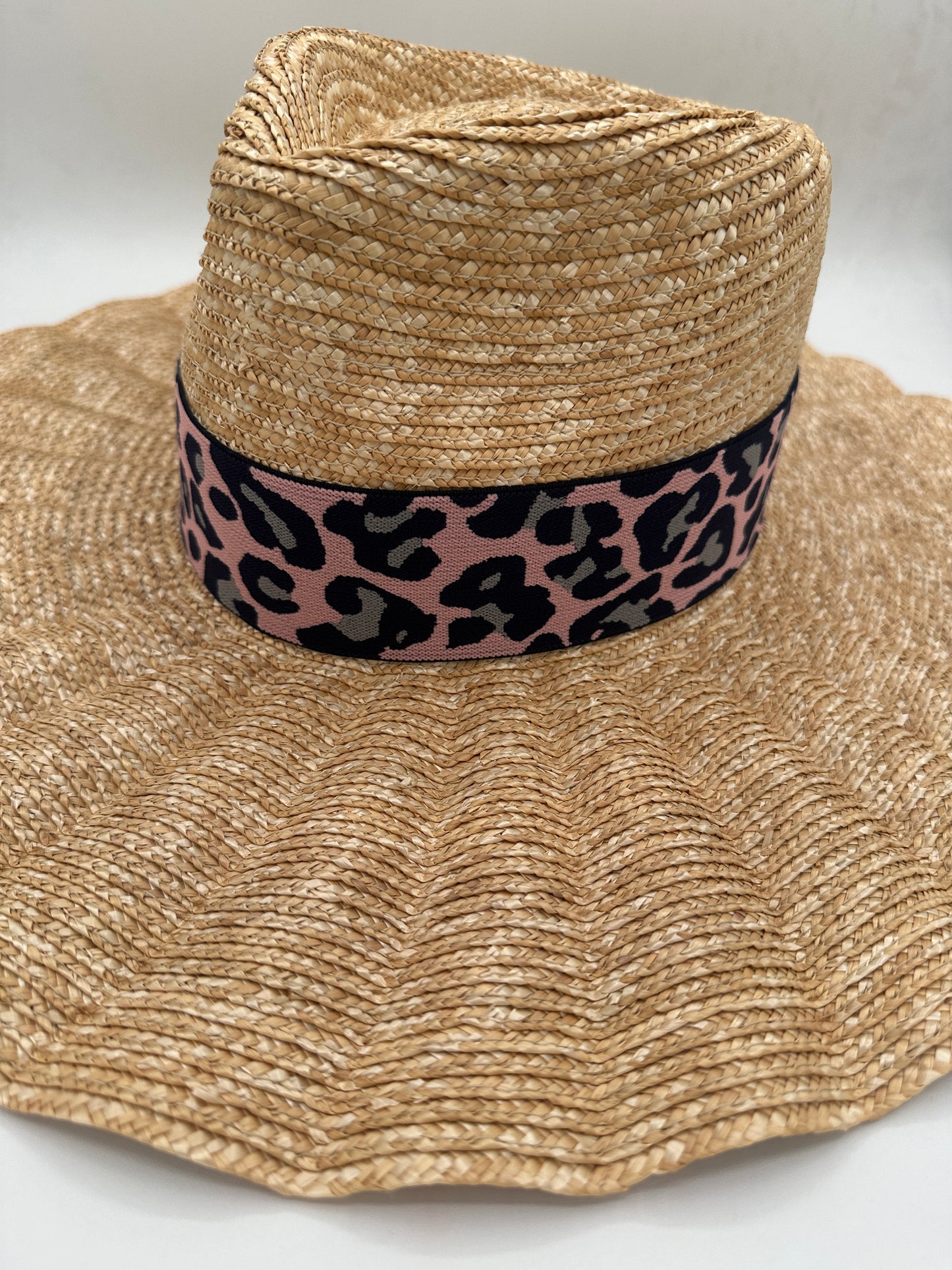 2” Pink & Navy Leopard Hat Band