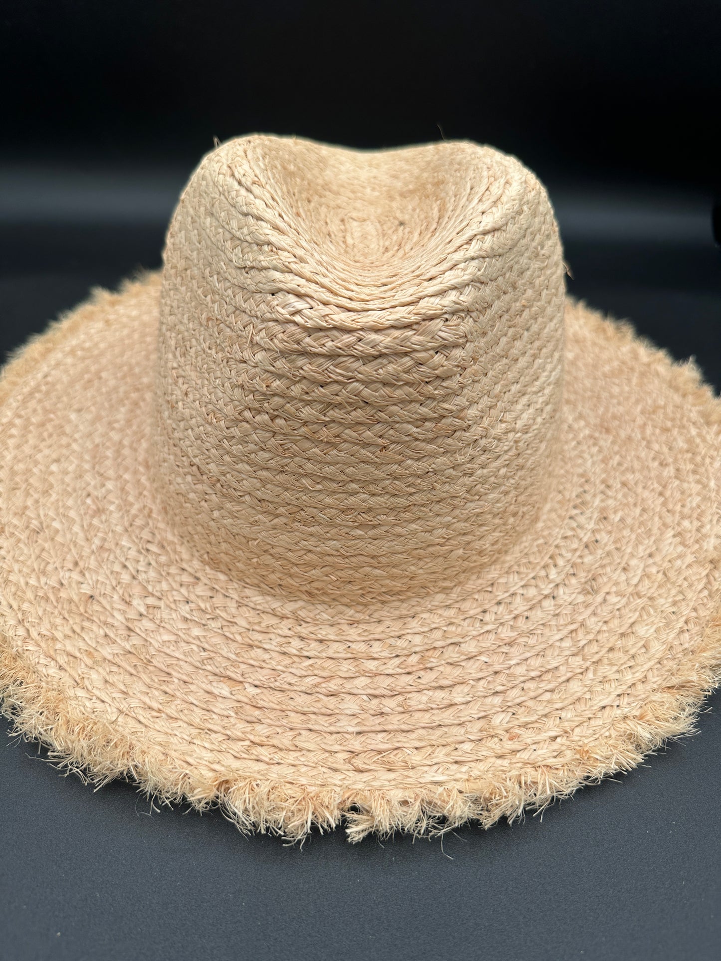 Raffia Straw Panama Hat with Fringe Edge