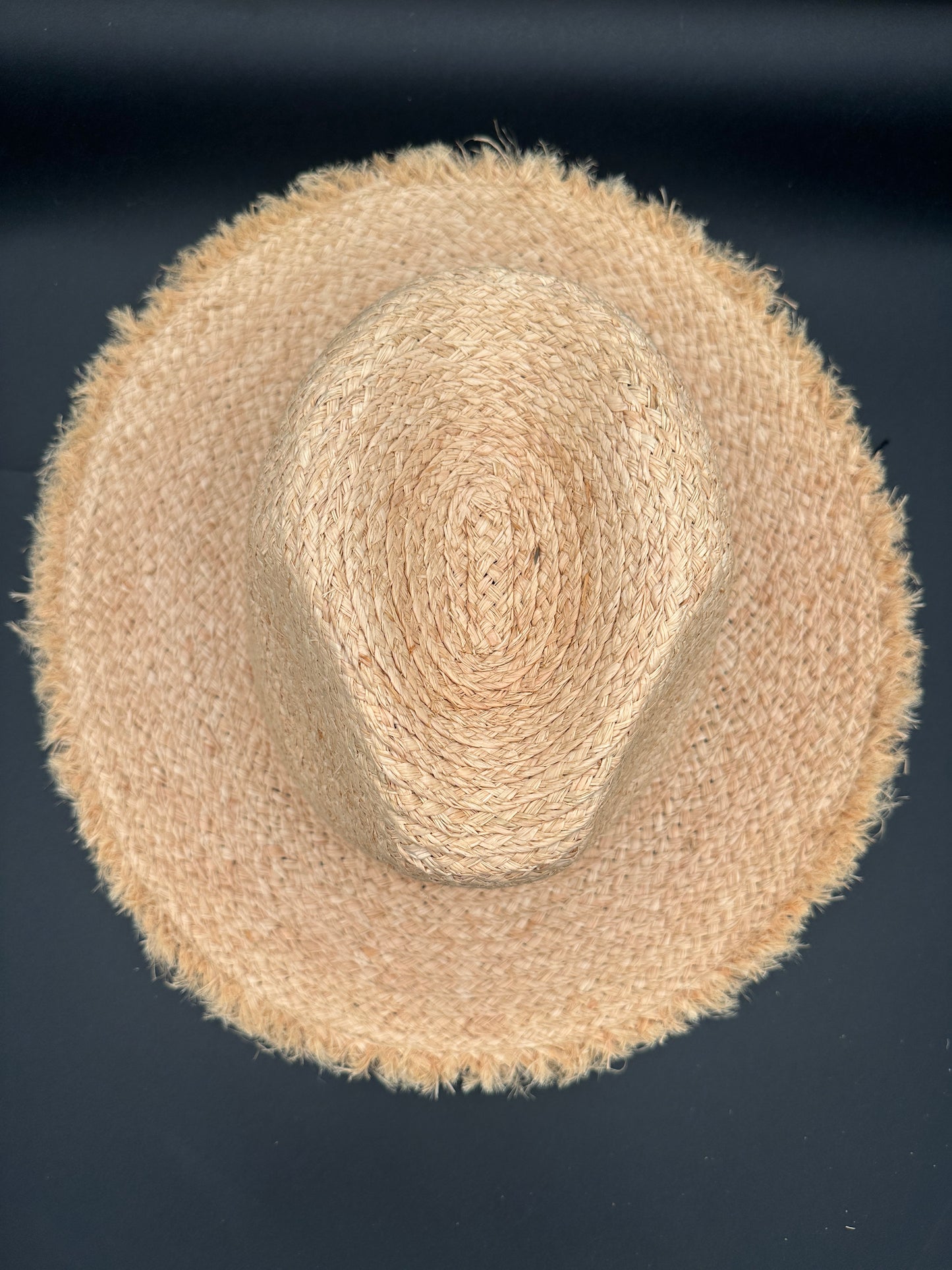 Raffia Straw Panama Hat with Fringe Edge