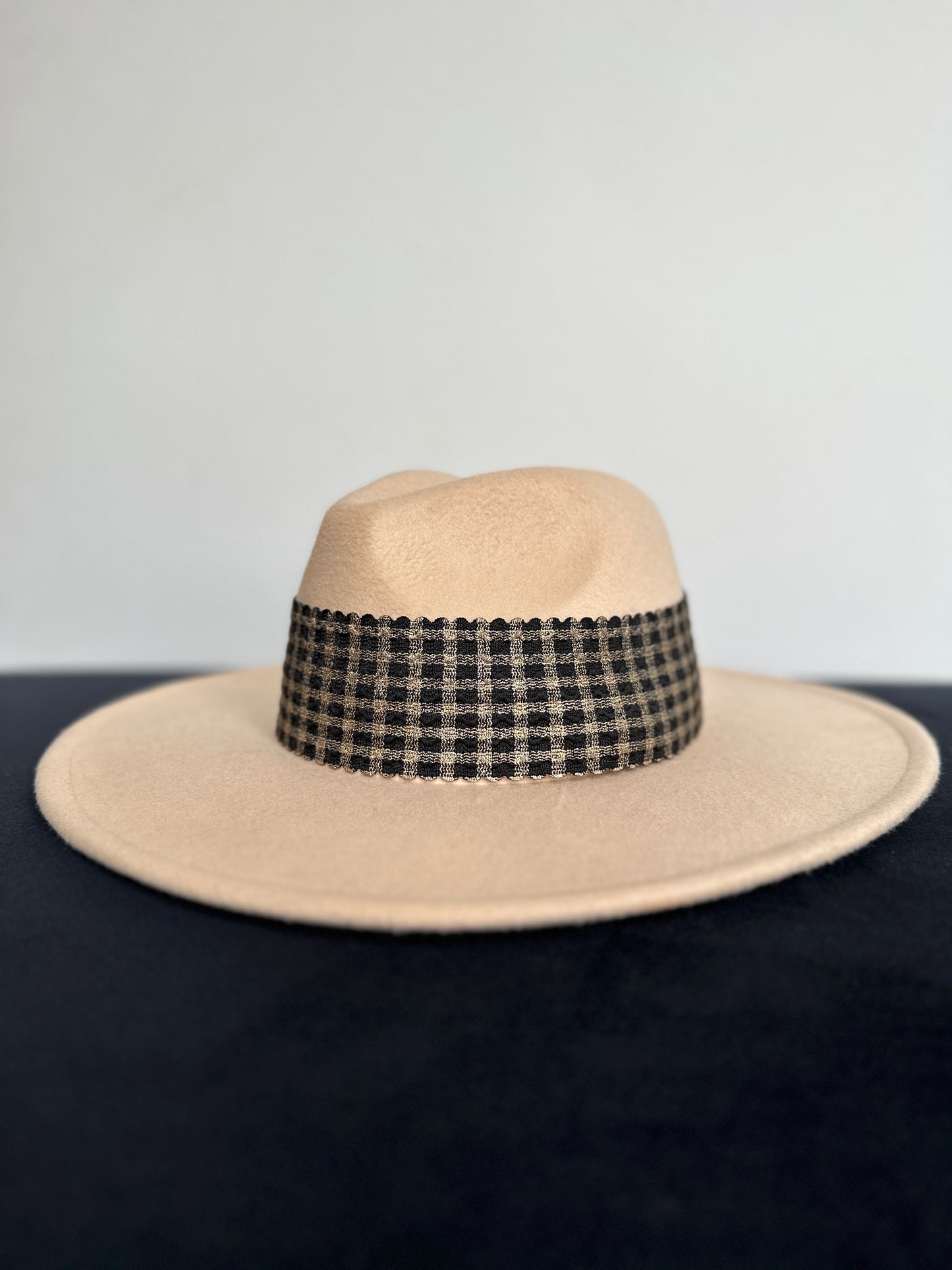 2.5” Gold and Black Gingham Hat Band