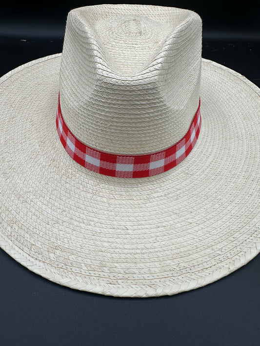 1” Red Gingham Hat Band