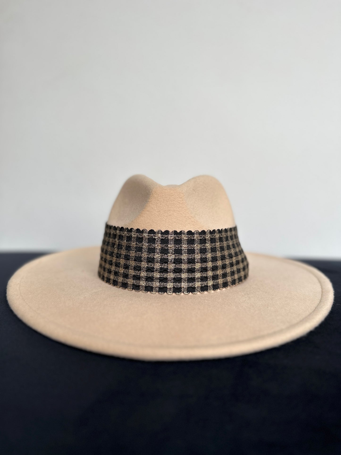 2.5” Gold and Black Gingham Hat Band