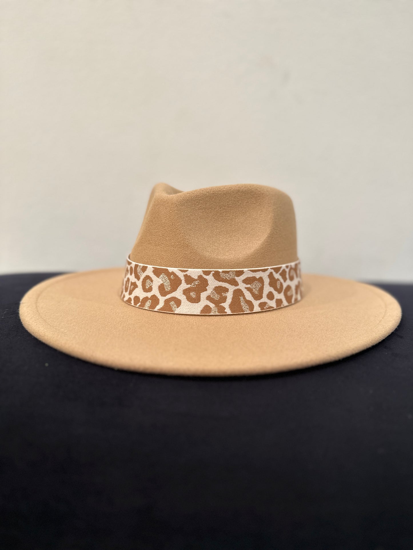 1.5” Tan Glitter Leopard Hat Band