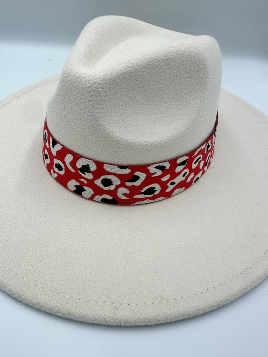 1.5” Red & Black/White Leopard Hat Band