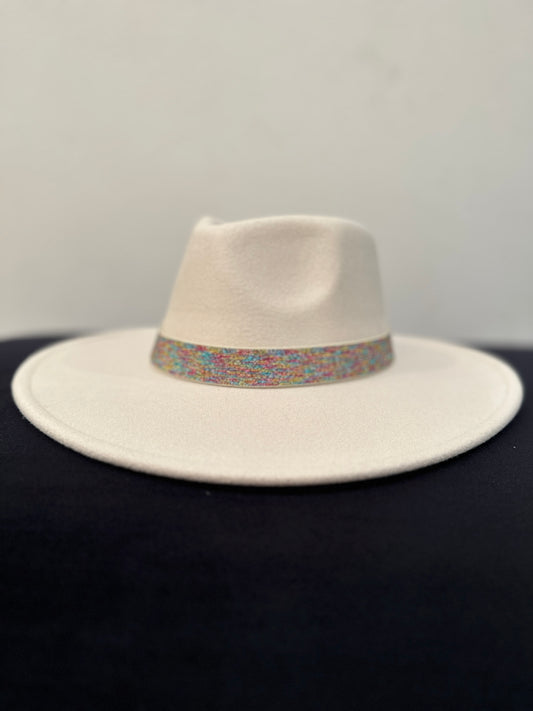 1” Cream Multi Shimmer Hat Band