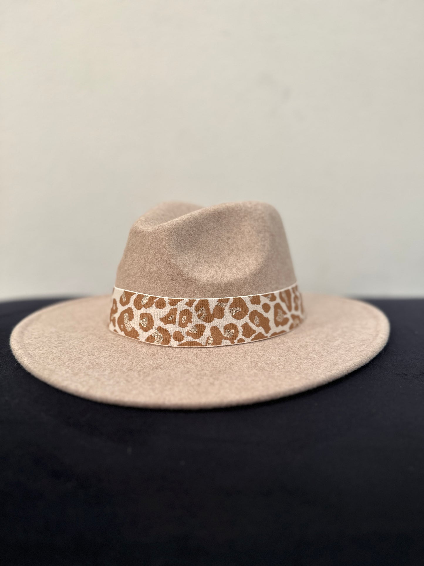 1.5” Tan Glitter Leopard Hat Band