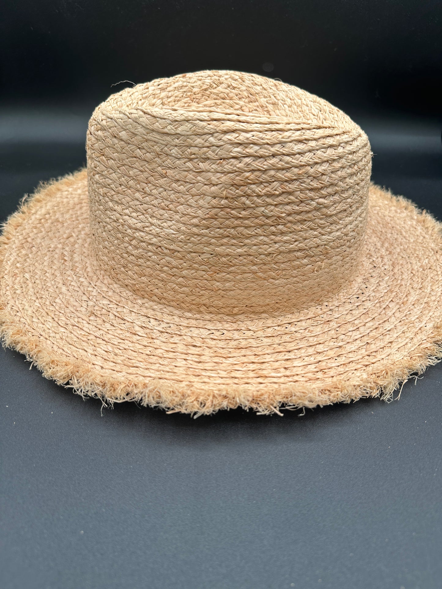 Raffia Straw Panama Hat with Fringe Edge