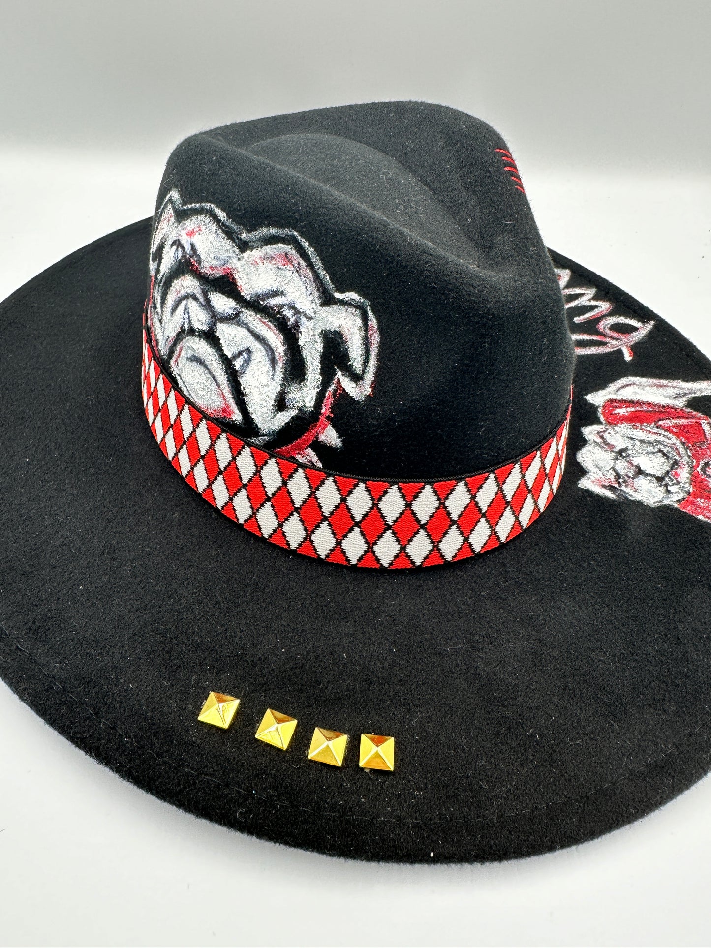 Hand painted Black GA Bulldogs Hat