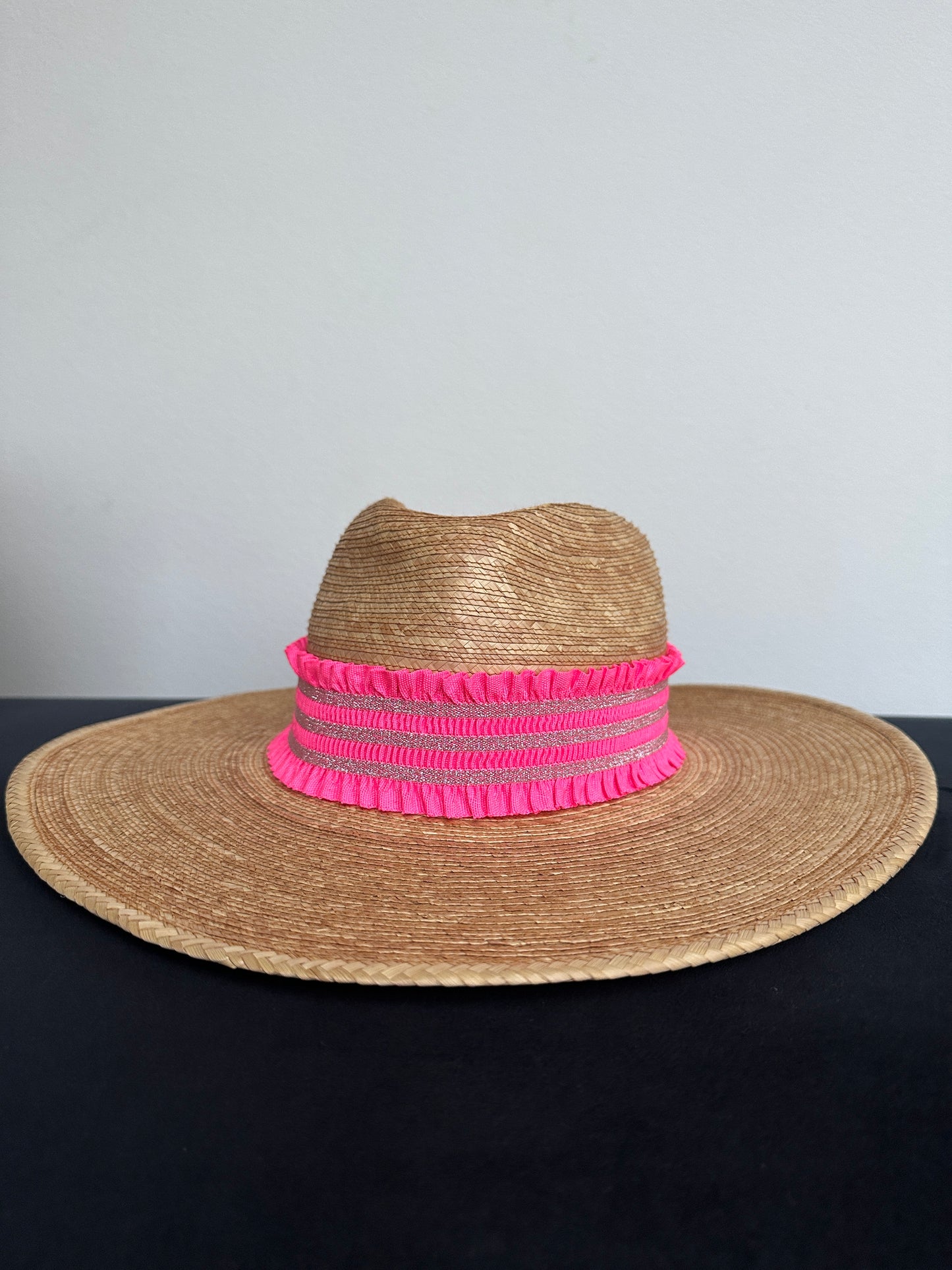 2” Hot Pink Glitter Ruffle Hat Band