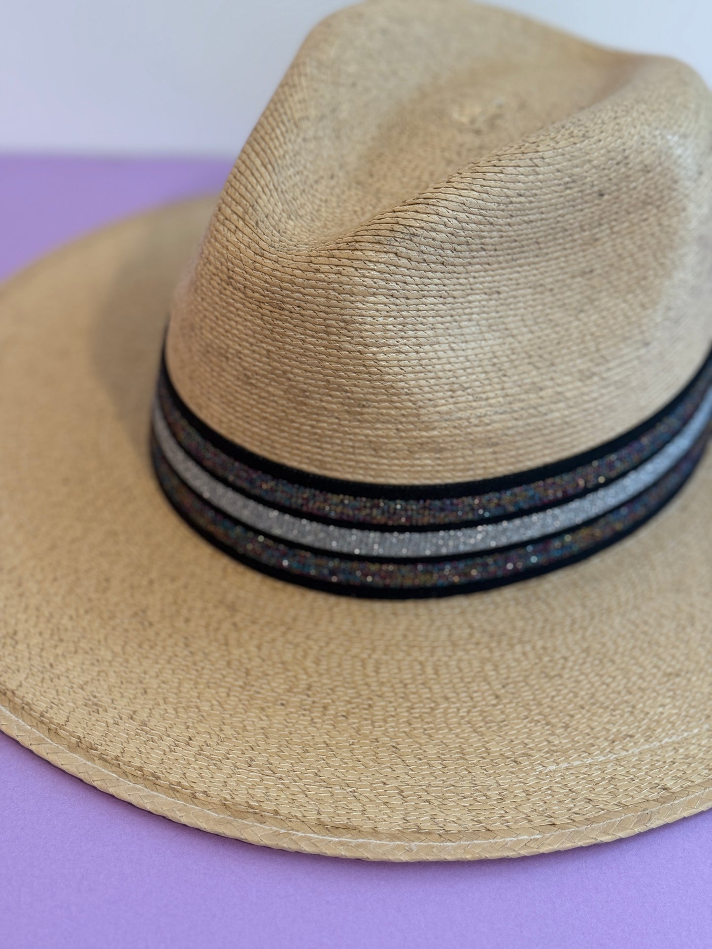 1.5” Black and Silver Glitter Hat Band