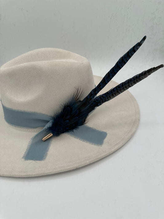 Blue Western Feather Hat Pin