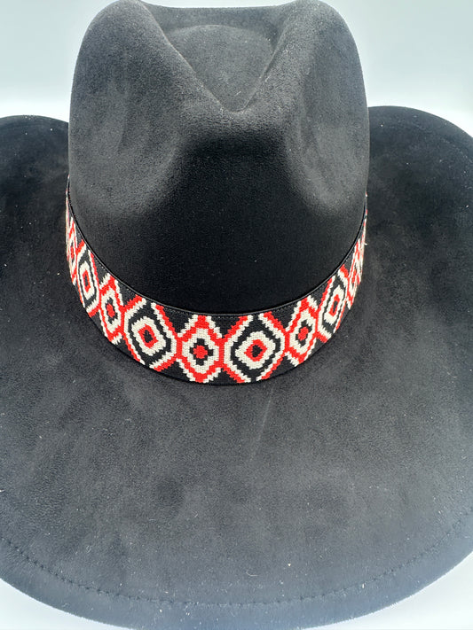 1.5” Red & Black Aztec Hat Band