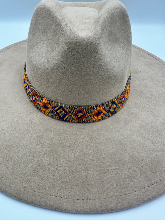 1” Orange and Blue Aztec Hat Band