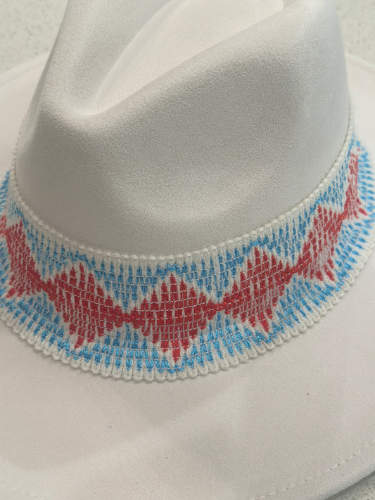 2.5” Red & Columbia Blue Diamond Hat Band