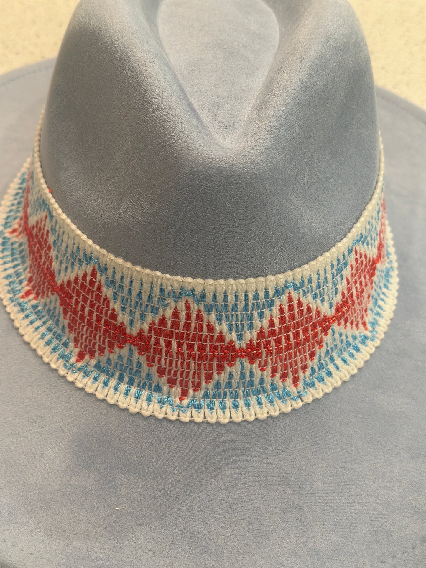 2.5” Red & Columbia Blue Diamond Hat Band