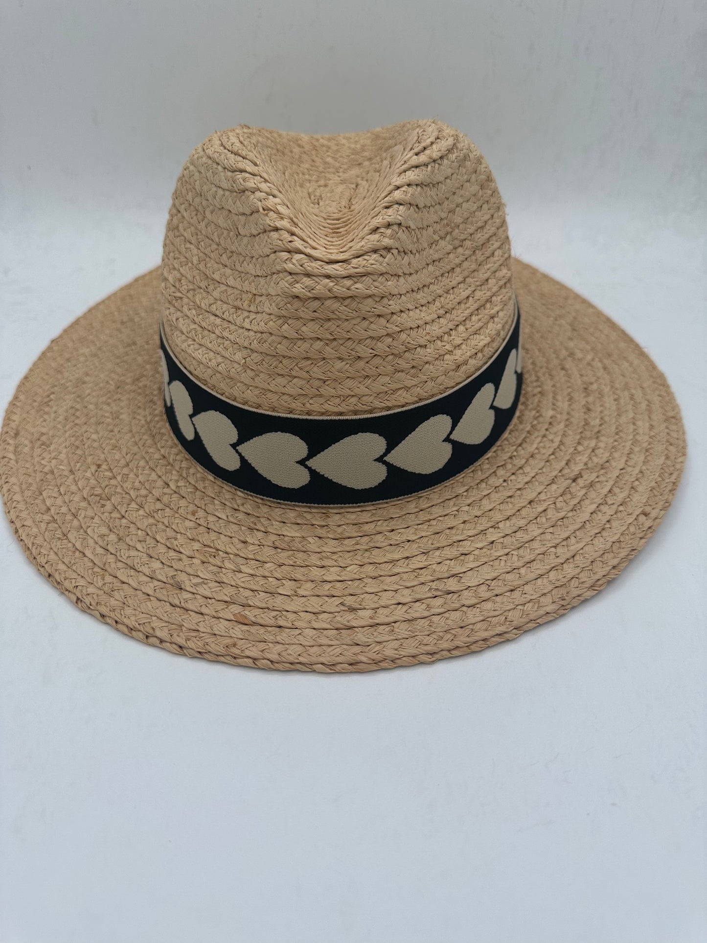 1.5” Reversible Black & Cream Hearts Hat Band