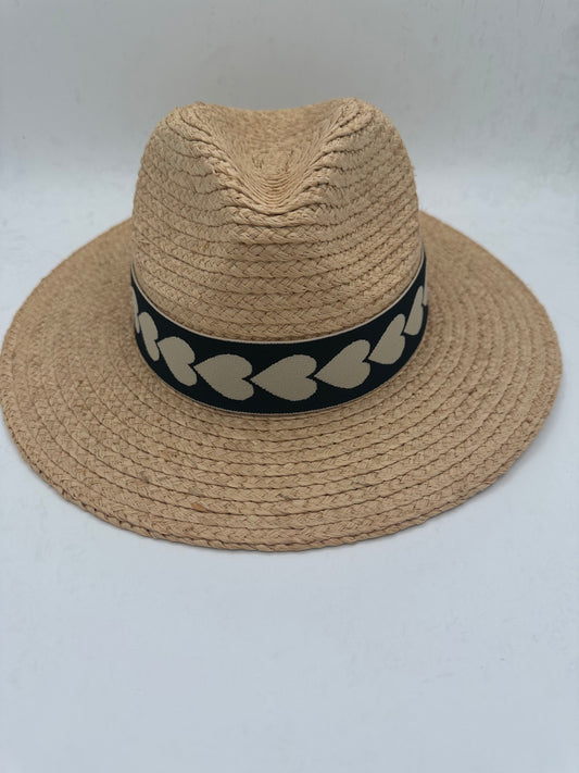 1.5” Reversible Black & Cream Hearts Hat Band